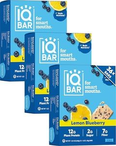 IQBAR Brain and Body Clean Plant Protein Bars - Lemon Blueberry - 36 Bars - Keto, Vegan, High Fiber, Gluten and Dairy Free, Low Sugar Snack with Nutrients for Focus, Energy, Meal Replacement