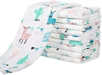 Yoofoss Muslin Burp Cloths for Baby 10 Pack 100% Cotton Baby Washcloths for Boys Girls Large 20''X10'' Super Soft and Absorbent Alpaca