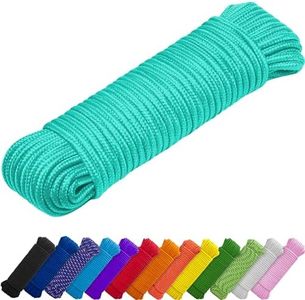 TECEUM Rope – 150 Feet x 1/4 Inch (7mm) – Green Wave – Strong All-Purpose Utility Rope – Camping, Crafting, Flag Pole, Indoor & Outdoor – Polypropylene Nylon Poly Lightweight Diamond Braided Cord