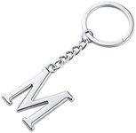 Initial Letter Keychain Alphabet Key Rings Stainless Steel Letter Charm Keychain for Women (Letter M)