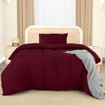 Utopia Bedding Duvet Cover - Single Duvet Cover Set with Embroidered Pillowcase - Soft Microfibre Polyester Bedding (Burgundy)