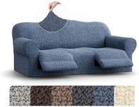PAULATO BY GA.I.CO. Recliner Sofa Cover - Reclining Couch Slipcover - Soft Polyester Fabric Slipcover - 1-Piece Form Fit Stretch Furniture Protector - Mille Righe Collection - Blue (Couch Cover)