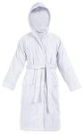 Sapphire Collection Kids 100% Cotton Bathrobe Hooded Terry Towelling Shawl Collar Bath Robe Bath Robe Dressing Gown 7 Colours Age 8-14 (Age 10-12, White)