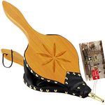 TJ.MOREE Fireplace Bellows Indoor 19"x 8" Large Wood Fire Blower with Hanging Strap, Long Handle, Metal Nozzle, Great Tool for Fireplace, Fire Pit, Wood Stove, BBQ, Outdoor Camping - Carving