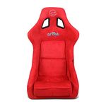 NRG Innovations NRG-FRP-302RDL-ULTRA Prisma Fixed Back Bucket Racing Seat W/Bottom Mount, Washed Up Light Red Seat/Gold Sparkle Back