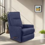 LA Z BOY American Imported Rayna Soft Suede Fabric Single Manual Reclina Rocking Recliner | Padded 1 Seater Relaxing Chair for Home Office Living Room | I-Flannigan Midnight