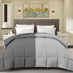 Bright Décor All-Season 300 GSM 1 Pc Double Reversible Bed Comforter/Quilt/Blanket/Rajai - Down Quilted Duvet Insert with Corner Ties - Winter Warm - Machine Washable - Dark Grey and Light Grey