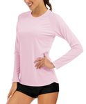 MAGCOMSEN Swim Shirts for Women UV Protection Womens Rash Guard Shirts Long Sleeve Running Shirts Women Fishing Shirts Performance Sun Shirts for Women Light Pink