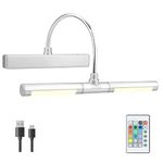 BIGMONAT LED Mural Light, Wireless Charging LED Bathroom Mirror Cabinet Light, Makeup Cabinet Light, Rotatable Lamp Holder, with Remote Dimming and Timer, Upgraded to 12 Color Changing Silver