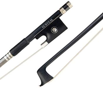 SURVEAL Professional Carbon Fiber Violin Bow Ebony Frog Carved with White Sybrian Horse Tail Warm Tone Acro de violino Size 4/4 (4/4)