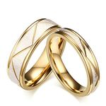 Daesar Stainless Steel Rings for Women and Men Polished Gold Wedding Band Women Size 8 & Men Size 11