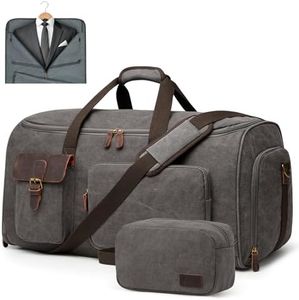 S-ZONE 60L 3 en 1 Unisex Bolsa de Ropa Convertible de Lona Bolsa para Traje con Bolsa de Aseo para Viajes Vacaciones Cortas Almacenamiento de Viajes de Negocios