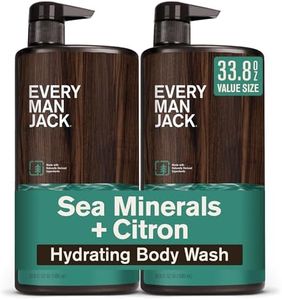 Every Man Jack Men’s Hydrating Body Wash for All Skin Types - Cleanse and Hydrate Skin with Naturally Derived Marine Extracts, Coconut Oil, and a Sea Minerals + Citron Scent - 33.8 fl. oz. - 2 Bottle