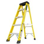 TB Davies 1235-005 Trade Electrician Swingback Step Ladders, 5 Tread, GRP Fibreglass, Built-in Tool Tray, 150kg Work Load, EN131