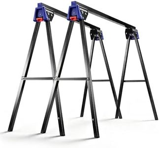 WORKPRO Folding Saw Horses 2 Pack, Heavy Duty Metal Sawhorse Supports 1800 lbs per Pair, Portable Foldable Work Stand with Lock & Carry Design for Woodworking, Garage, Workshop & Jobsite