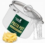 Cooler Concepts Pasta Pot with Strainer Lid - 5.5 Quart Large Spaghetti Pot - Twist & Lock for Easy Drain & No Colander Or Strainer Basket Insert Needed - Dishwasher Safe Pots