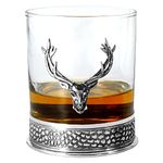 English Pewter Company Regal Stag Whisky Tumbler Glass with Pewter Base [DEC033]