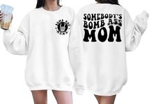 UNIQUEONE Oversized Mama Sweatshirt Women Funny Mom Letter Print Long Sleeve Mom Life Casual Crewneck Pullover Tops, White, XL