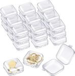 YIQXKOUY 100 Pieces Mini Plastic Clear Beads Storage Containers Box Mini Clear Jewelry Box Earring Organizers with Hinged Lid for Earrings Necklaces Rings DIY Craft Supplies