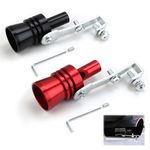 Kasoud Exhaust Sound Booster, 2PCS Exhaust Turbo Whistle, Aluminium Alloy Car Turbo Whistle, Xl Black & Red Exhaust Pipe Turbo Sound Whistle for Automobile Suv Auto Accessories and Car Modified Part