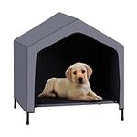 MOOACE Dog House, Elevated Dog Bed Dog Tent Bed with Removable Canopy Shade Tent, Indoor and Outdoor Dog Cot Cat House Pet Shelter, Portable Waterproof for Small Medium Dogs, Gray