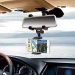 DHARTI MART 360 Degree Rotation Rearview Mirror Phone Holder Mobile Stand Mount Adjustable Arm & Angle Cradles Tabletop Phone Stand for Desk Car Vehicles Cell Phone Automobile