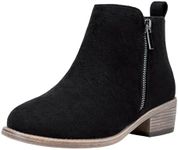 Jeossy Women's Ankle Boots, Fashion Low Heel Bootie, 905-Black Suede, Size 6 US-Cute Trendy Boots(DJY905 Black Suede 06)