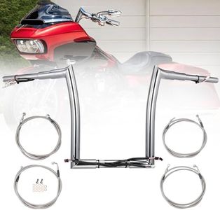 TIGERSGATE 14" Rise Pre-wired 1.5" Fat Road Glide Ape Hanger Handlebar(Pre-installed CAN-Bus & TBW Wires) with 3 Brake Lines & 1 Clutch Line Kit for 2017-2020 Harley Road Glide with ABS Bikes, Chrome
