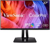 ViewSonic VP2756-4K 27 Inch Premium IPS 4K Ergonomic Monitor with Ultra-Thin Bezels, Color Accuracy, Pantone Validated, HDMI, DisplayPort and USB C for Professional Home and Office