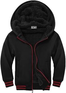 SWISSWELL Unisex Boys Girls Fleece Hoodie Sherpa Lined Jacket Zip Up Hooded Sweatshirt Winter Outerwear for Kids (Red Black, 10-11)