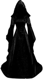 Wolfleague Femmes Robes MéDiéVale Manches Longues Parti Costume DéGuisements Halloween De MariéE Gothique Robe