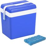 Cooler Box Large 24L Insulated Camping Drinks Ice Travel Festival Beach Picnic (Cool Box & Ice Pack)