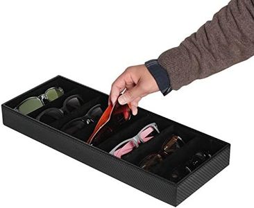 MK378 - Leather Eyeglass Storage Case with 7 Compartments (Black)