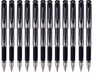 Uni Ball Black Capped (UM-153S) Gel Impact Rollerball Pen Ball Point Pens Broad 1mm Tip Nib 0.6mm Line Width Ink (Pack Of 12)