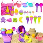 Beach Toys for Kids, QREIHLPY 32 Pcs Sand Toys Set with Mesh Backpack Bag, Sandbox Toys for Beach Outdoor Play Summer Water Pool Bath