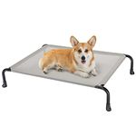 Veehoo Outdoor Elevated Dog Bed, Cooling Raised Dog Cots Beds with No-Slip Feet, Durable Pet Bed for Large Medium Dogs, Washable & Chew Proof Mesh Fabric Cots for Indoor Outdoor, Medium, Grey