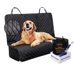 DakPets Dog Car Seat Covers - Pet Car Seat Cover Protector – Waterproof, Scratch Proof, Heavy Duty and Nonslip Pet Bench Seat Cover - Middle Seat Belt Capable for Cars, Trucks and SUVs