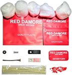 RED DAMORE Petrol Lighter Repair Kit - 50 x Lighter flints, 5 x Natural Cotton, 10 x Lighter wicks, 1 x Felt Pad, 1 X Rubber Fuel Saver, 1 x Flint Wheel and Rivet, 1 x Replacement Spring