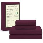 Lane Linen Sheets for King Size Bed - 4Pc 100% Organic Cotton King Size Sheets Set, Soft Percale Sheets, Breathable King Bed Sheets, Luxury Hotel Sheets, 15" Deep Pocket King Sheet Set - Windsor Wine