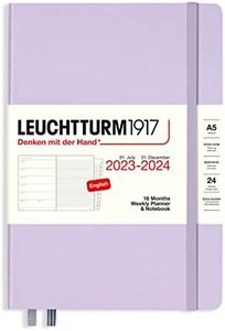 Leuchtturm1917 - Weekly Planner & Notebook Medium (A5) 2024, with booklet, 18 Months, Lilac, English