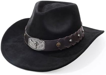 SANSTHS Cowboy Cowgirl Hats for Men Women Suede Hat Wide Brim Felt Hats Western Leather Cowboy Hats for Lover
