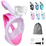 Wsobue Snorkel Mask,Full Face Diving Mask for Adults and Youth Action Camera Compatible Mask Anti-Fog Easy Draining Snorkeling Set