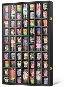 Shot Glass Display Case 61 Large Capacity Shot Glass Holder with HD Acrylic Front 98% UV Protection Solid Wooden Wall Mounted Cabinet for Shot Glass Collection