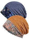 Qunson Women's Baggy Slouchy Beanie Chemo Hat Cap Scarf (Style B-2 Pack)