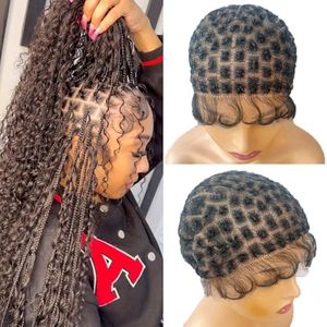 Siddiuop Braided Wig Caps with Baby Hair Double Full Lace Crochet Wig Cap for Making Crochet Wigs Crotchet Cap Sew In Caps Breathable Lace Wigs Caps Glueless Hair Net Liner Crochet Wig Caps