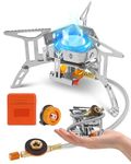 Camping Stove Gas Portable,Windproof and Portable,Featuring a 3900W Burner with Piezo Ignition,Adapters,and Converters for Outdoor BBQs,Cooking,Fishing,Hiking and Picnics