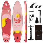 STARCITY 11'*33"*6" Blow Up Sup, Inflatable Paddle Board,Paddle Board,Spacious and Stable, Anti Slip and Easy to Operate, Large Size Suitable for Single Person/Family/Pet Use,Sun Red.