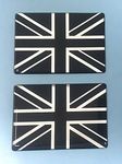 Gelz 2 x UNION JACK Domed Sticker/Decal - 64mm CHROME & BLACK