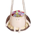 Swing Planter Pot,swinging plant pot,head planter,face plant pot,Swing Face Flower Pots,Succulent Planter with Unique Facial Shape Design for Dining Tables, Balconies, Work Areas