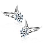 Crystalline Azuria Women Girls 18ct White Gold Plated White Crystals Angel Wings Stud Earrings